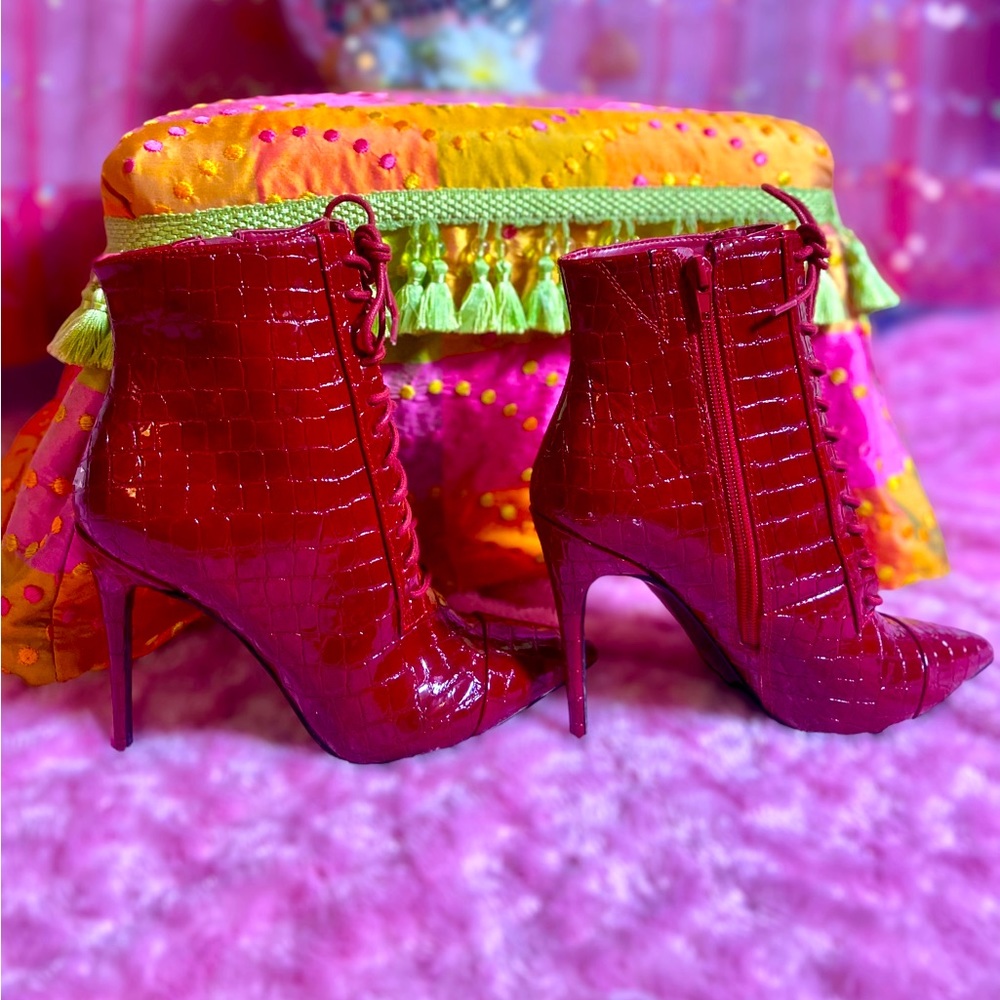 ALDO Faux Snakeskin Red Stilettos